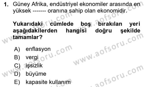 Gelişmekte Olan Ülkelerde Siyaset Dersi 2023 - 2024 Yılı Yaz Okulu Sınav Soruları 1. Soru