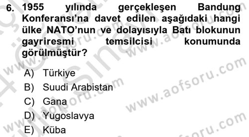 Gelişmekte Olan Ülkelerde Siyaset Dersi 2023 - 2024 Yılı Yaz Okulu Sınav Soruları 6. Soru