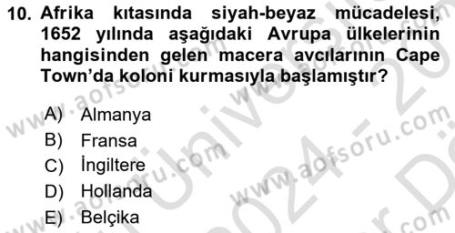 Gelişmekte Olan Ülkelerde Siyaset Dersi 2024 - 2025 Yılı (Vize) Ara Sınav Soruları 10. Soru