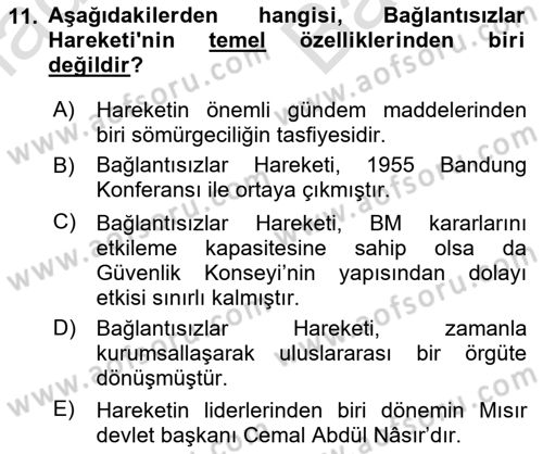 Gelişmekte Olan Ülkelerde Siyaset Dersi 2024 - 2025 Yılı (Vize) Ara Sınav Soruları 11. Soru