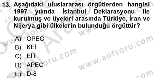 Gelişmekte Olan Ülkelerde Siyaset Dersi 2024 - 2025 Yılı (Vize) Ara Sınav Soruları 13. Soru