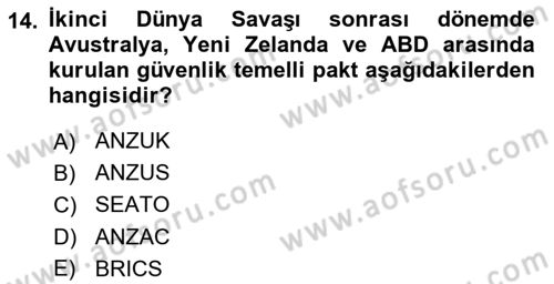 Gelişmekte Olan Ülkelerde Siyaset Dersi 2024 - 2025 Yılı (Vize) Ara Sınav Soruları 14. Soru