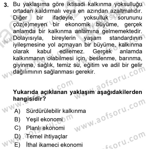 Gelişmekte Olan Ülkelerde Siyaset Dersi 2024 - 2025 Yılı (Vize) Ara Sınav Soruları 3. Soru