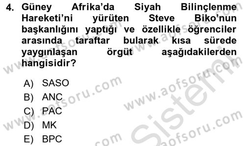Gelişmekte Olan Ülkelerde Siyaset Dersi 2024 - 2025 Yılı (Vize) Ara Sınav Soruları 4. Soru