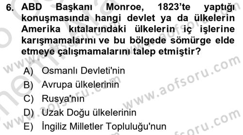Gelişmekte Olan Ülkelerde Siyaset Dersi 2024 - 2025 Yılı (Vize) Ara Sınav Soruları 6. Soru