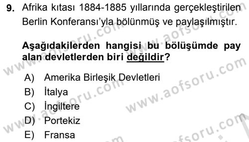 Gelişmekte Olan Ülkelerde Siyaset Dersi 2024 - 2025 Yılı (Vize) Ara Sınav Soruları 9. Soru