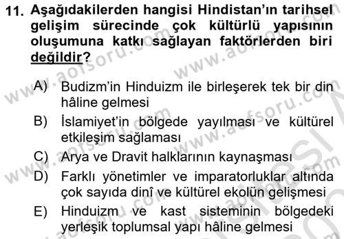 Gelişmekte Olan Ülkelerde Siyaset Dersi 2024 - 2025 Yılı (Final) Dönem Sonu Sınav Soruları 11. Soru