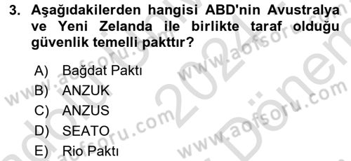 Gelişmekte Olan Ülkelerde Siyaset Dersi 2024 - 2025 Yılı (Final) Dönem Sonu Sınav Soruları 3. Soru
