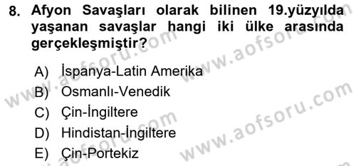 Gelişmekte Olan Ülkelerde Siyaset Dersi 2024 - 2025 Yılı (Final) Dönem Sonu Sınav Soruları 8. Soru