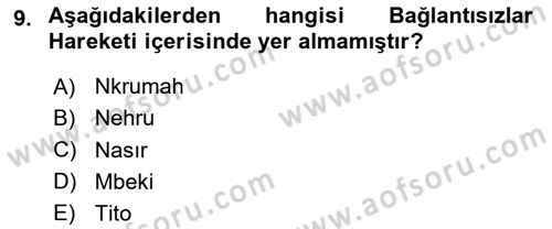 Gelişmekte Olan Ülkelerde Siyaset Dersi 2024 - 2025 Yılı (Final) Dönem Sonu Sınav Soruları 9. Soru
