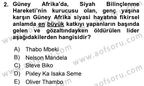 Gelişmekte Olan Ülkelerde Siyaset Dersi 2024 - 2025 Yılı Yaz Okulu Sınav Soruları 2. Soru