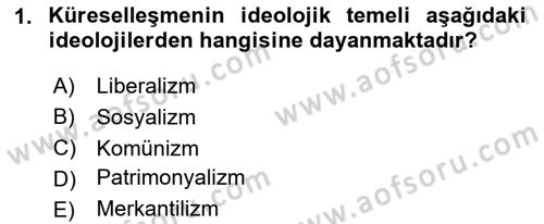 Gelişmekte Olan Ülkelerde Siyaset Dersi 2025 - 2026 Yılı (Vize) Ara Sınav Soruları 1. Soru
