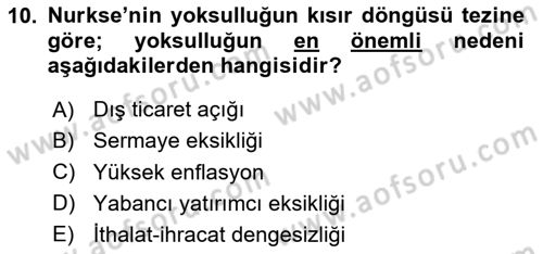 Gelişmekte Olan Ülkelerde Siyaset Dersi 2025 - 2026 Yılı (Vize) Ara Sınav Soruları 10. Soru