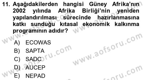 Gelişmekte Olan Ülkelerde Siyaset Dersi 2025 - 2026 Yılı (Vize) Ara Sınav Soruları 11. Soru