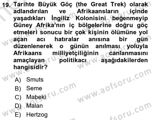 Gelişmekte Olan Ülkelerde Siyaset Dersi 2025 - 2026 Yılı (Vize) Ara Sınav Soruları 19. Soru