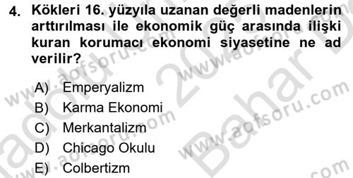 Gelişmekte Olan Ülkelerde Siyaset Dersi 2025 - 2026 Yılı (Vize) Ara Sınav Soruları 4. Soru