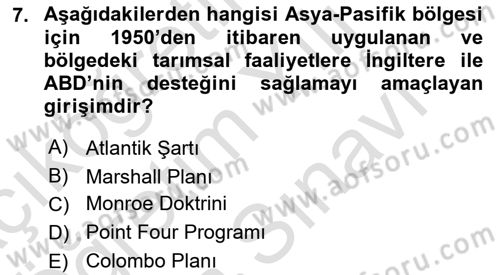 Gelişmekte Olan Ülkelerde Siyaset Dersi 2025 - 2026 Yılı (Vize) Ara Sınav Soruları 7. Soru