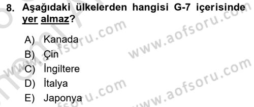 Gelişmekte Olan Ülkelerde Siyaset Dersi 2025 - 2026 Yılı (Vize) Ara Sınav Soruları 8. Soru