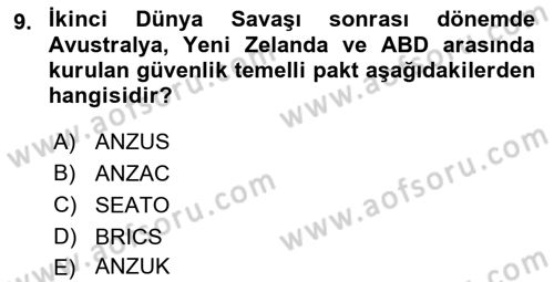Gelişmekte Olan Ülkelerde Siyaset Dersi 2025 - 2026 Yılı (Vize) Ara Sınav Soruları 9. Soru
