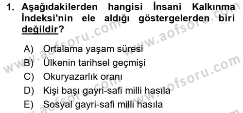 Gelişmekte Olan Ülkelerde Siyaset Dersi 2025 - 2026 Yılı (Final) Dönem Sonu Sınav Soruları 1. Soru
