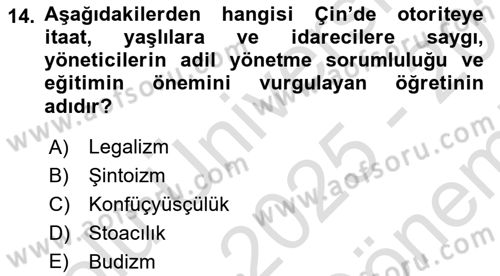 Gelişmekte Olan Ülkelerde Siyaset Dersi 2025 - 2026 Yılı (Final) Dönem Sonu Sınav Soruları 14. Soru