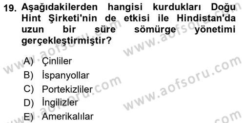 Gelişmekte Olan Ülkelerde Siyaset Dersi 2025 - 2026 Yılı (Final) Dönem Sonu Sınav Soruları 19. Soru