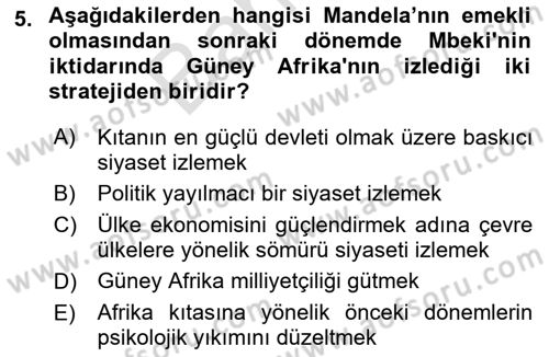 Gelişmekte Olan Ülkelerde Siyaset Dersi 2025 - 2026 Yılı (Final) Dönem Sonu Sınav Soruları 5. Soru