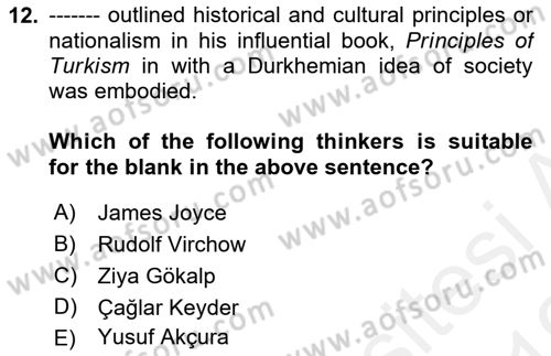 Turkish Politics Dersi 2018 - 2019 Yılı (Vize) Ara Sınav Soruları 12. Soru