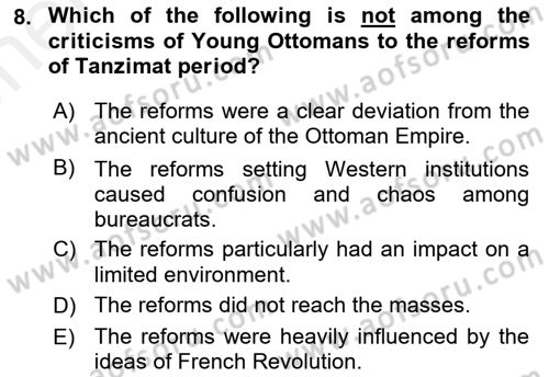 Turkish Politics Dersi 2018 - 2019 Yılı (Vize) Ara Sınav Soruları 8. Soru
