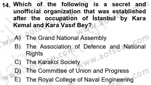 Turkish Politics Dersi 2018 - 2019 Yılı (Final) Dönem Sonu Sınav Soruları 14. Soru