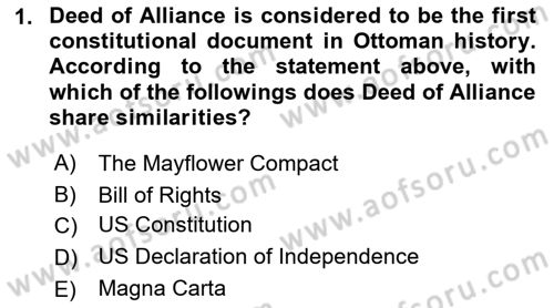 Turkish Politics Dersi 2018 - 2019 Yılı Yaz Okulu Sınav Soruları 1. Soru
