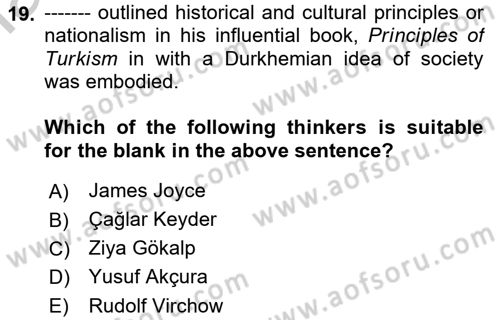 Turkish Politics Dersi 2018 - 2019 Yılı Yaz Okulu Sınav Soruları 19. Soru