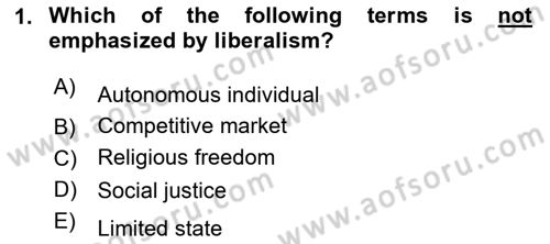 Turkish Politics Dersi 2020 - 2021 Yılı Yaz Okulu Sınav Soruları 1. Soru