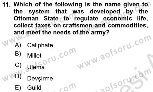 Turkish Politics Dersi 2020 - 2021 Yılı Yaz Okulu Sınav Soruları 11. Soru