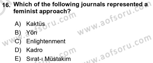 Turkish Politics Dersi 2020 - 2021 Yılı Yaz Okulu Sınav Soruları 16. Soru