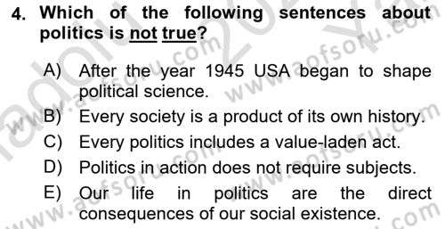 Turkish Politics Dersi 2020 - 2021 Yılı Yaz Okulu Sınav Soruları 4. Soru