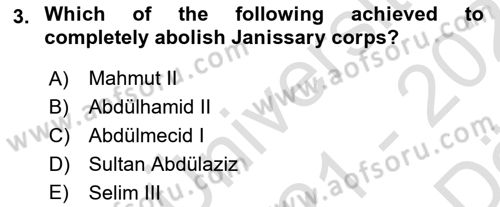 Turkish Politics Dersi 2021 - 2022 Yılı (Vize) Ara Sınav Soruları 3. Soru