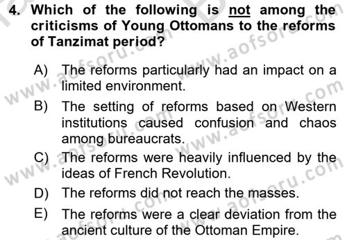 Turkish Politics Dersi 2021 - 2022 Yılı (Vize) Ara Sınav Soruları 4. Soru