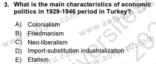 Turkish Politics Dersi 2021 - 2022 Yılı (Final) Dönem Sonu Sınavı 3. Soru