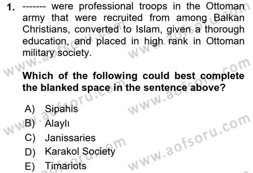 Turkish Politics Dersi 2021 - 2022 Yılı Yaz Okulu Sınav Soruları 1. Soru