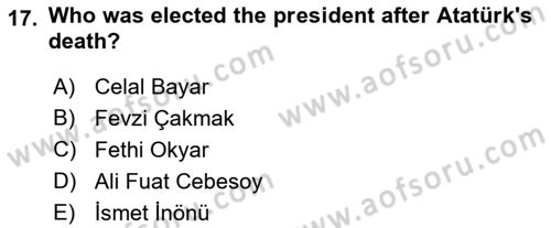 Turkish Politics Dersi 2021 - 2022 Yılı Yaz Okulu Sınav Soruları 17. Soru