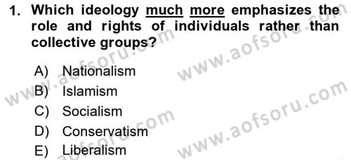 Turkish Politics Dersi 2022 - 2023 Yılı Yaz Okulu Sınav Soruları 1. Soru