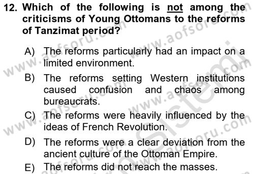 Turkish Politics Dersi 2022 - 2023 Yılı Yaz Okulu Sınav Soruları 12. Soru