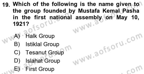 Turkish Politics Dersi 2022 - 2023 Yılı Yaz Okulu Sınav Soruları 19. Soru