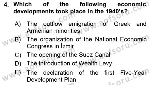 Turkish Politics Dersi 2022 - 2023 Yılı Yaz Okulu Sınav Soruları 4. Soru