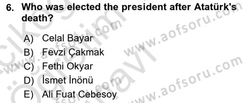 Turkish Politics Dersi 2022 - 2023 Yılı Yaz Okulu Sınav Soruları 6. Soru