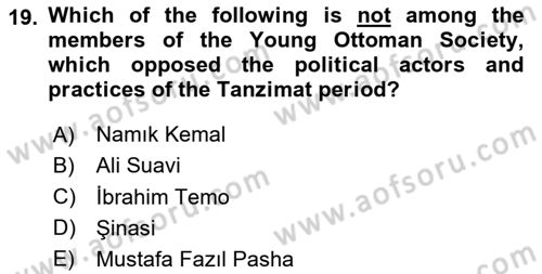 Turkish Politics Dersi 2023 - 2024 Yılı (Vize) Ara Sınav Soruları 19. Soru
