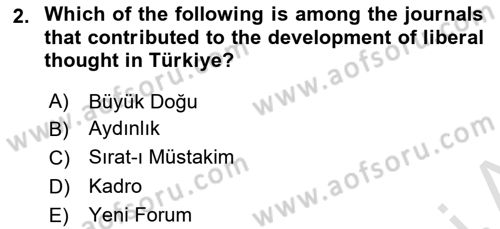 Turkish Politics Dersi 2023 - 2024 Yılı (Vize) Ara Sınav Soruları 2. Soru
