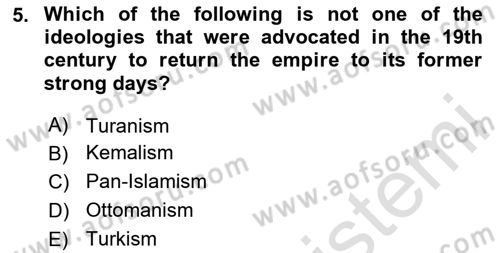 Turkish Politics Dersi 2023 - 2024 Yılı (Vize) Ara Sınav Soruları 5. Soru