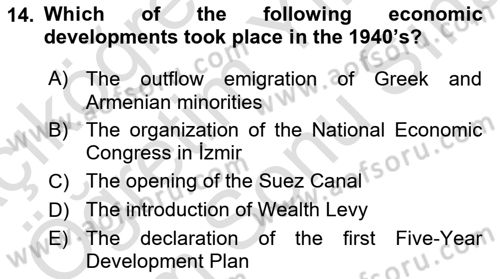 Turkish Politics Dersi 2023 - 2024 Yılı (Final) Dönem Sonu Sınav Soruları 14. Soru